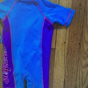 Blue and Purple Short Sleeve Swimsuit